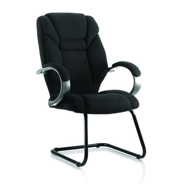 Office Meeting Room Chairs Galloway Cantilever Chair Black Fabric With Arms KC0122