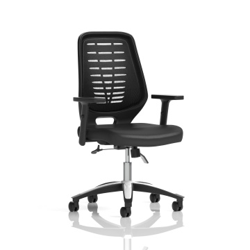 Office Leather Office Chairs Relay Task Chair Leather Seat Black Back With Height Adjustable Arms KC0443