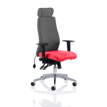 Onyx Ergonomic Posture Chair with Height Adjustable Arms - Bespoke Colour Seat, Headrest and Back in Black