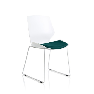 Florence Sled White Frame Fabric Seat Visitor Chair