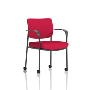 Brunswick Deluxe Medium Back Upholstered Stacking Chair with Arms & Castors