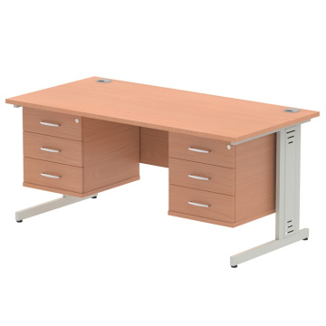 Impulse 1200(w) X 800(d) Straight Desk Cable Managed Leg with 3 Drawer Fixed Pedestal