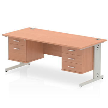 Impulse 1600(w) X 800(d) Straight Desk Cable Managed Leg with 3 Drawer Fixed Pedestal