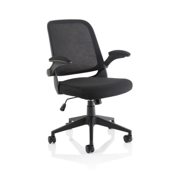 Crew Task Mesh Chair in Black With Folding Arms