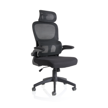 Iris Task Chair Black Mesh Back Fabric Seat With Headrest