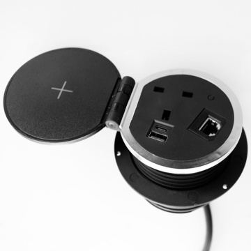 Lux UK Grommet Power Socket 1 x USB A, 1 x USB C in Silver