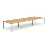 Evolve Plus B2B Bench Desk 6 Person with Silver Frame