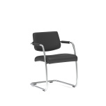 Office Meeting Room Chairs Havanna Visitor Chair Black Leather With Arms BR000050