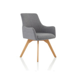 Office Meeting & Boardroom Carmen Grey Fabric Wooden Leg Chair BR000224