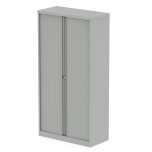 Office Cupboards Qube 2000mm Side Tambour Cupboard Goose Grey No Shelves BS0014