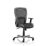Office Executive Office Chairs Victor II Executive Chair Black Leather Black Mesh With Arms EX000075