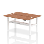 Office Bench Desks Air B2B 1600x600mm HAdj 2P Desk Walnut, Cable Ports White Frame DI HA02206DI