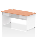 Office Desk Bundles Impulse 1600 x 800mm Straight Desk Beech Top White Panel End Leg 2 Drawer Fixed Ped I004949