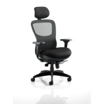 Office Task & Operator Chairs Stealth Shadow Ergo Chair Black Airmesh Seat And Mesh Back With Arms And Headrest KC0158