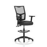 Office Task & Operator Chairs Eclipse Plus II Lever Task Chair Mesh Back, Black Bonded Leather Seat, Height Adjustable Arms, High Rise Draughtsman Kit KC0435