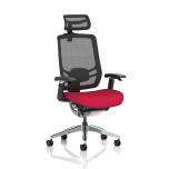 Office Task & Operator Chairs Ergo Click Bespoke Fabric Seat Bergamot Cherry Black Mesh Back with Headrest KCUP1928