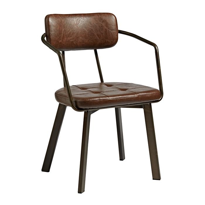 industrial chic design chair with leather finish and metal legs