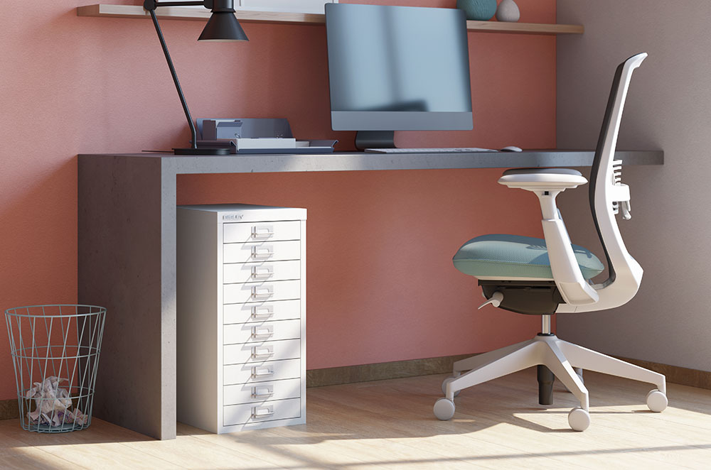 home office showing a under desk storage cabinet