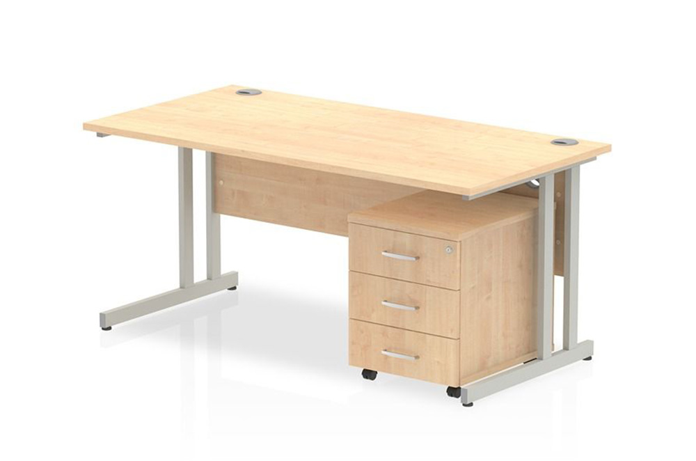 impulse cantilever straight desk with pedestal storage