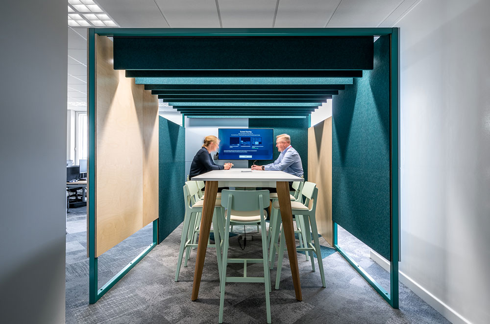 collaborative breakout and meeting space high table and chairs
