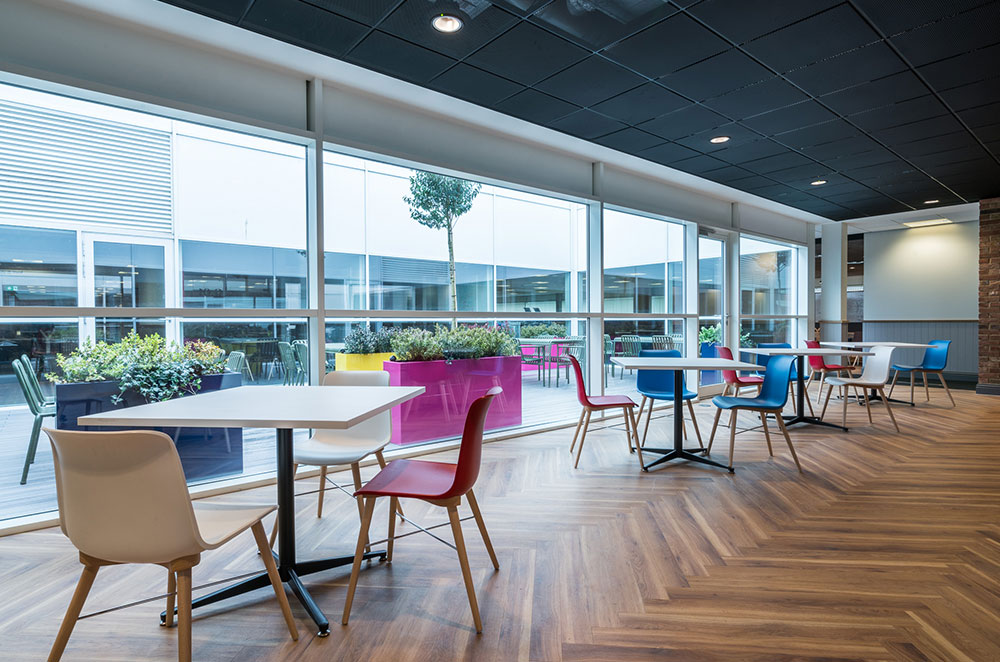 bright and bold restaurant space