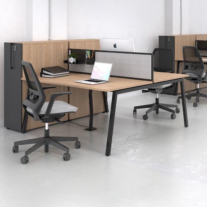 industrial chic inspired office bench desk with black metal legs