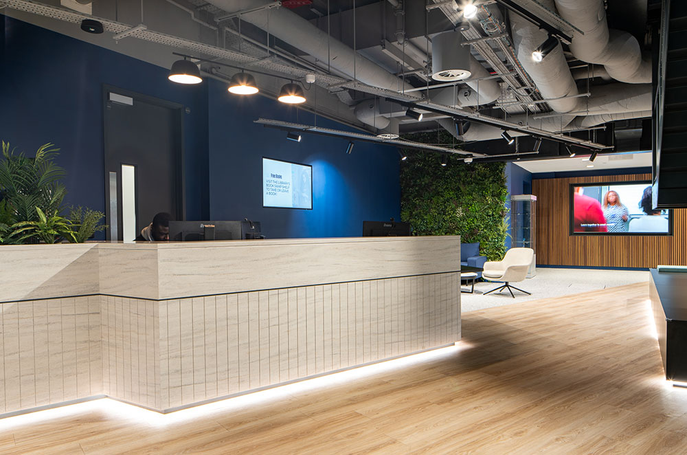 office reception desk in foyer